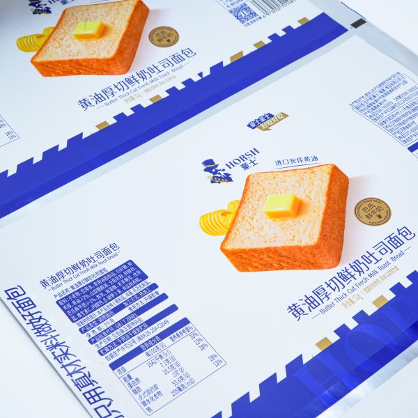 new style aluminized food flexible packaging film in bulk and custom high end bread packaging