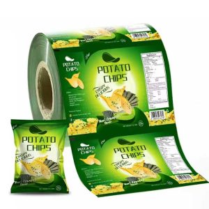 customized printed plastic food wrapping packaging roll film laminated aluminum foil metallized chips packaging sachet film roll
